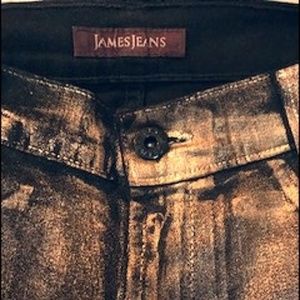 James Jeans Gold Coated TWIGGY Jeans Like New- Spring’s Perfect Metallic Skinny!